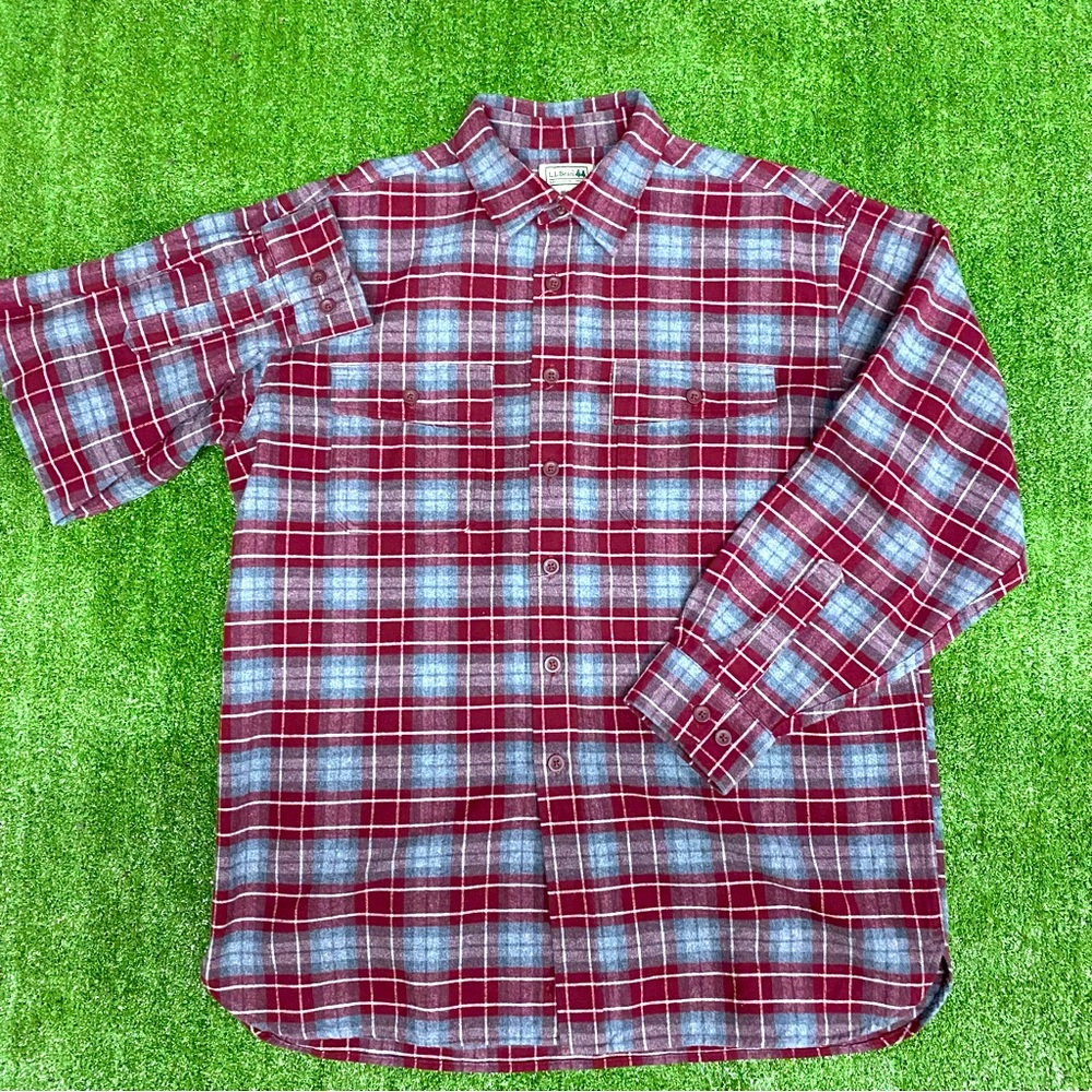 LL Bean Chamois Heavy Plaid Button Up Size: L